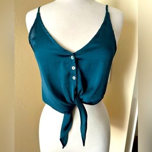 Free People Green Tie-Front Tank Size XS